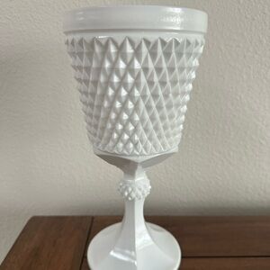 Vintage Indiana Glass Milk Glass Tiara Diamond Point Apothecary Jar